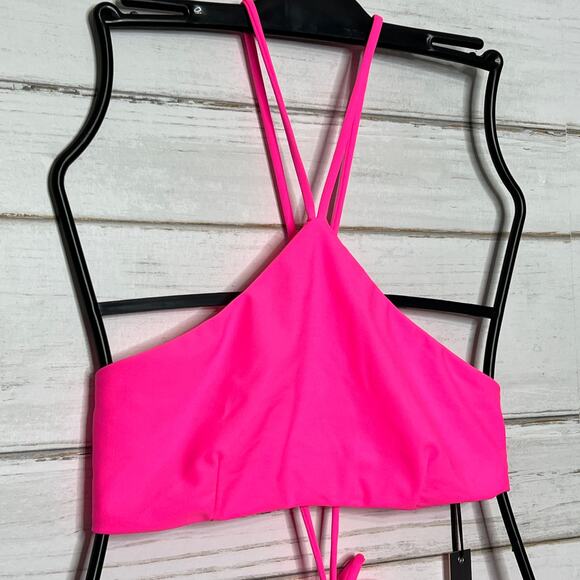 Lovers + Friends Hot Pink Wrap Bikini Set Halter Top Small High Bottoms Medium - Picture 8 of 12